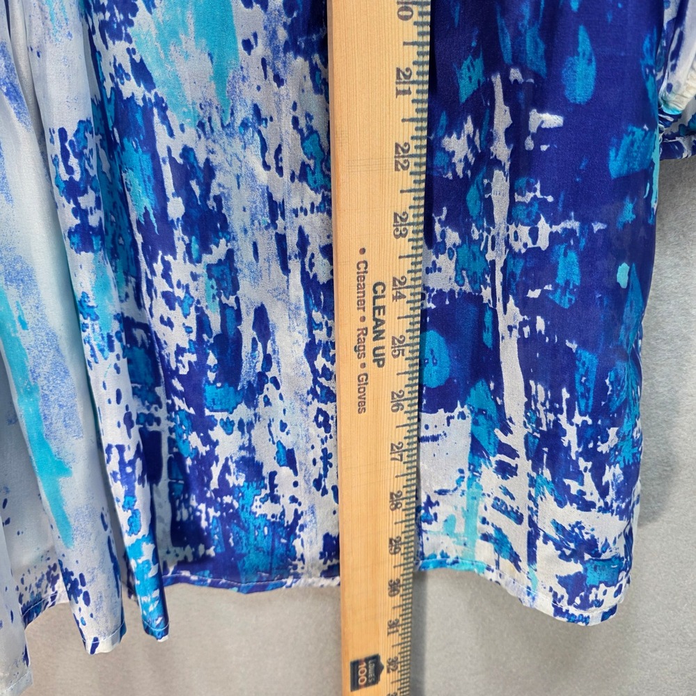 Soft Surroundings Abstract All Silk Beaded Tunic Blouse Womens M Sheer Blue New - Picture 11 of 13